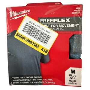 Milwaukee FreeFlex Hybrid Short Sleeve Tee Blue Men Medium 603BL-M UPF 50